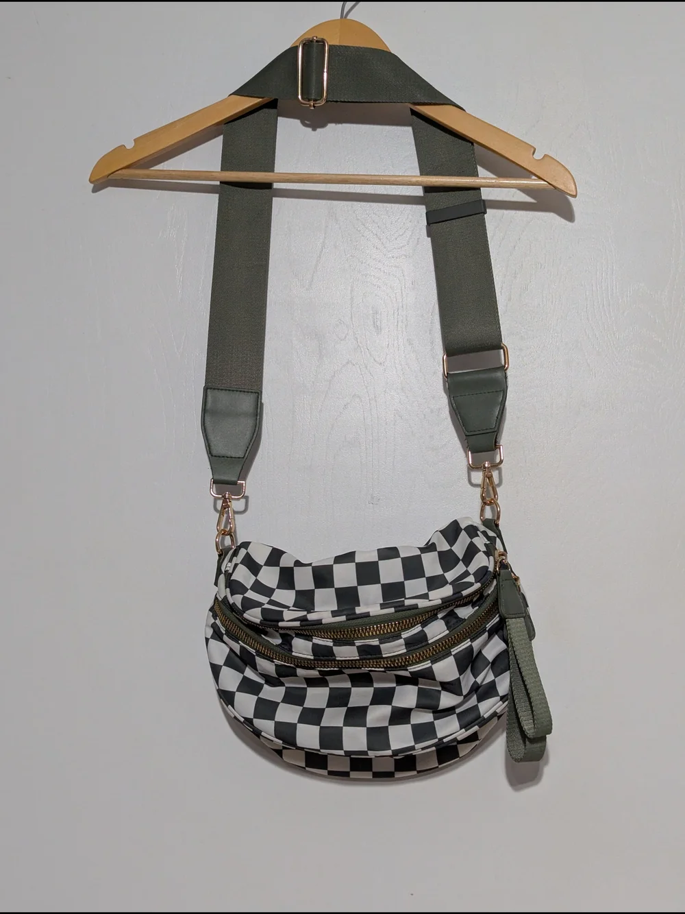 Checkerboard Crossbody Bag in Black & White
